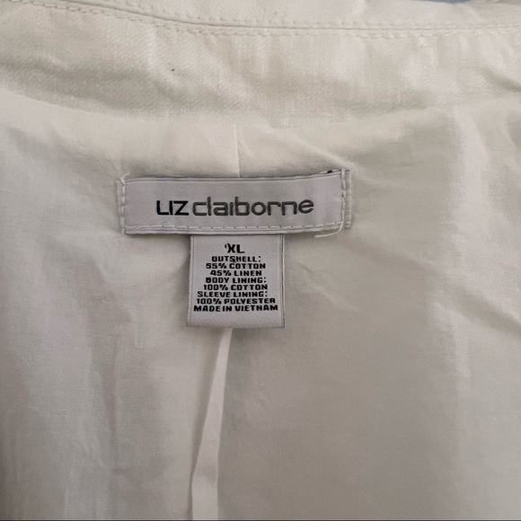 Liz Claiborne Light Lined Jacket XL White Zippered Front And Pockets - Picture 3 of 12